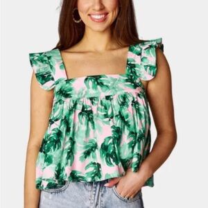 Tropical Green and Pink Women's Top